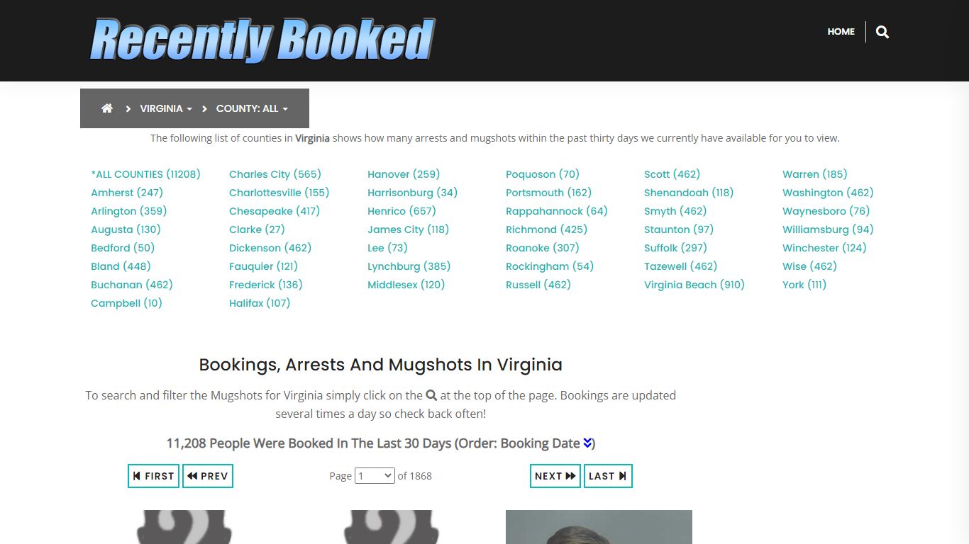 Recent bookings, Arrests, Mugshots in Virginia - Recently Booked